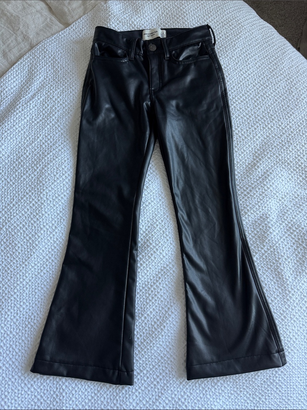 Abercrombie kids Faux Leather Black Flare Pants size 7/8